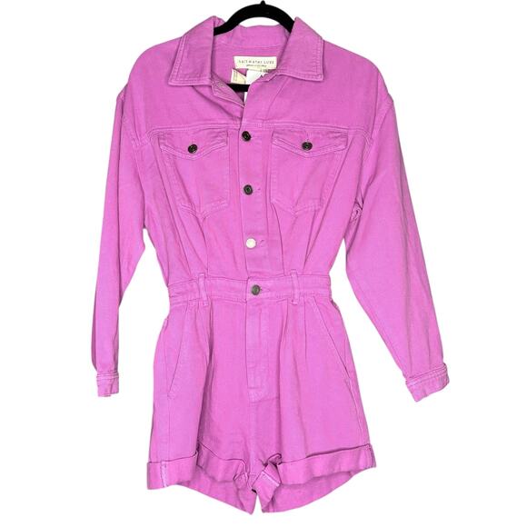 SALTWATER LUXE Jayde Utility Short Romper Ultra Violet Purple Women's Size XS - Picture 2 of 9